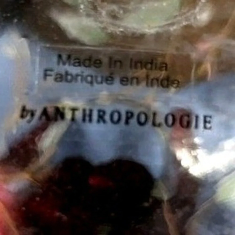 Anthropologie Bella Handpainted Floral Glass Vase Large 9.5 Inch